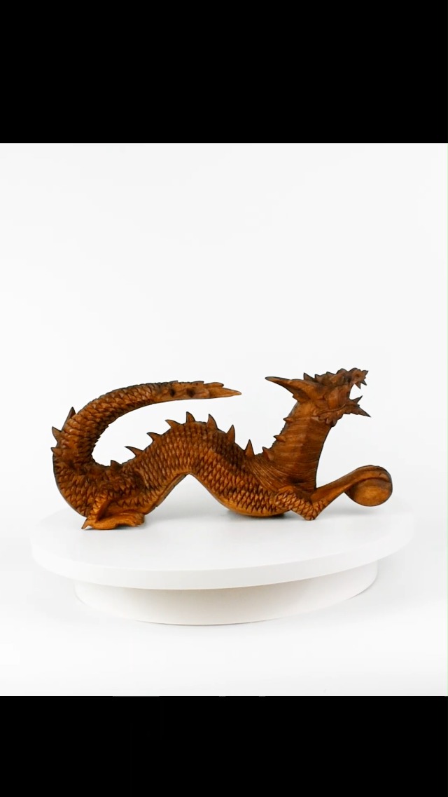 Figura Decorativa Dragón Tallada en Madera 16 in miniatura 6