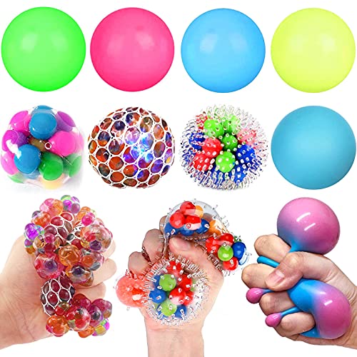 Stress Balls for Kids Fidget Toys - 8 Pack Squishy Stress Ball Nedoh Needohball Stress Relief Ball for Adults Squeeze Ball Sensory Ball Rainbow Stress Ball Ideal for Autism, Anxiety & More