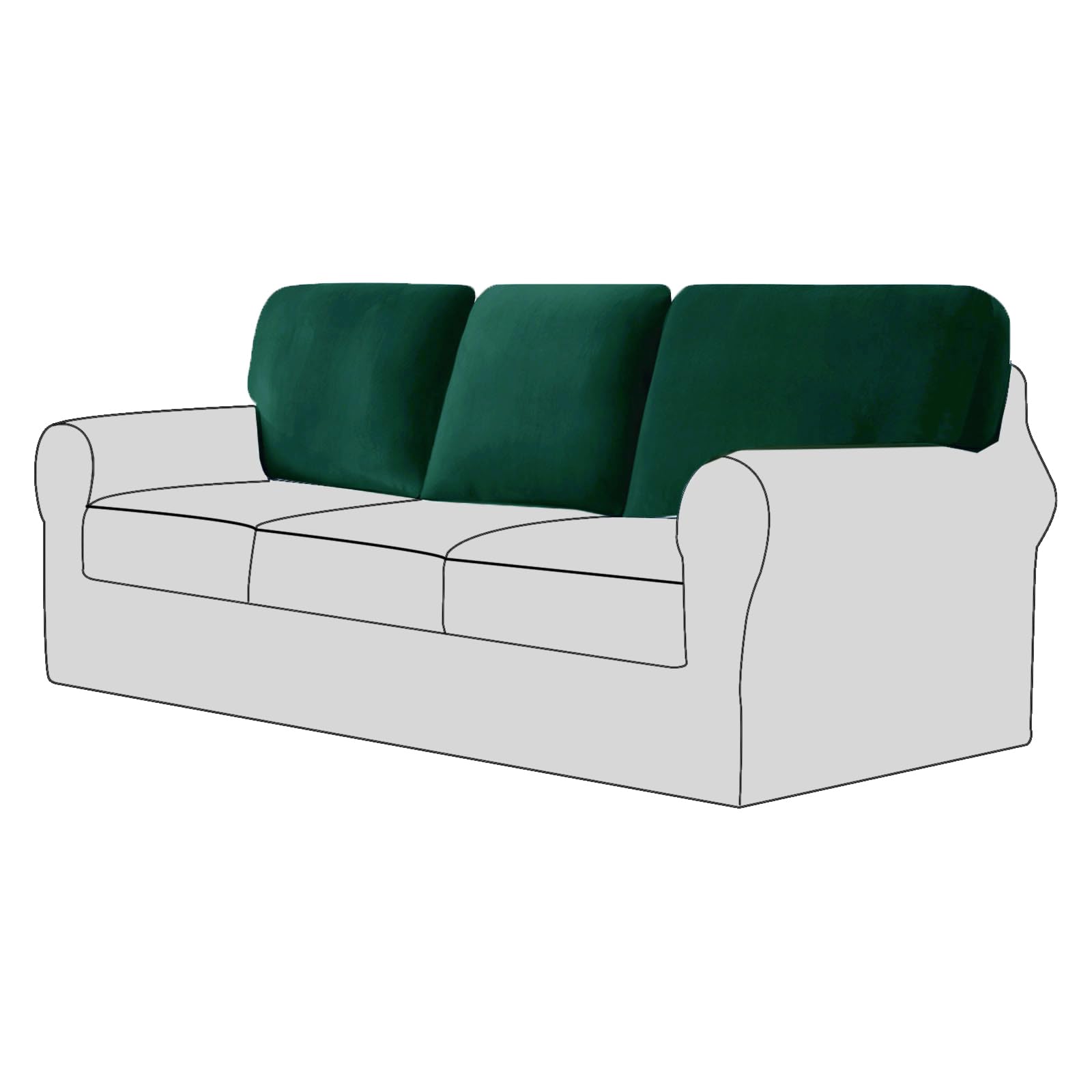 UNBBRRL Sofa Backrest Cover Stretch, Separate Back Cushion Covers, Backrest Cushion Slipcover, Sofa Back Cover Furniture Protector (Dark green,Large square×3 (3 pcs))