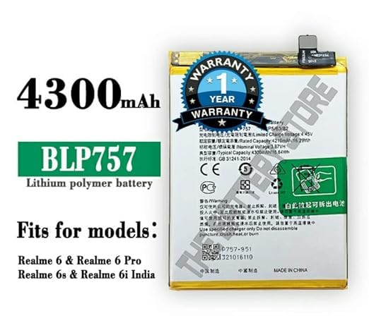 Image of Original BLP757 Battery for Realme 6 /6 Pro / 6S RMX2002 RMX2001RMX2061, RMX2063 Battery with 1 Year Warranty***(Y00000135)