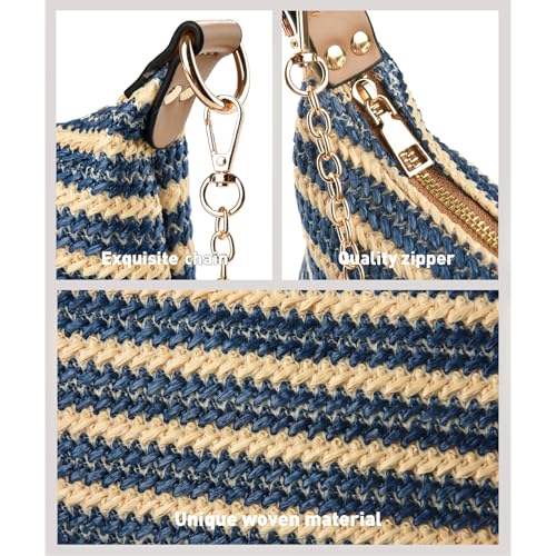 Image of CROJUYI Straw Shoulder Bag for Women Soft Small Woven Shoulder Purse Handbag,Beach Tote Straw Bag for Summer
