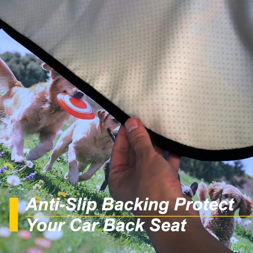 Image of Back Seat Cover for Car Trucks Van SUV Jeep,Waterproof Rear Bench Towel Seat Covers for Dogs and Kids,Automotive Backseat Protector (Dog Print)
