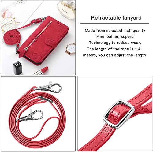 HUANGTAOLI Capa de telefone com zíper para Samsung Galaxy S23 Ultra, alça de ombro transversal, fech