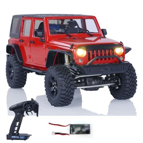 wheelfun Capo 1/18 RC Crawler Car CUB2 RTR Remote Control Off Road Vehicle 2-Speed Transmission GT5 Radio Battery Light Sound Hobby Grade Model for Adult(Red)