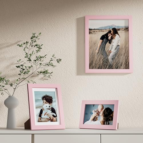 Image of Vittanly 10 Pack Picture Frames Collage Wall Decor, Gallery Frame Set for Wall Mounting or Tabletop Display, Multi Sizes Including 2pcs 8x10, 4pcs 5x7, 4pcs 4x6, Pink