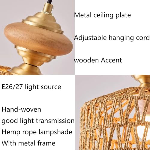 Lámpara colgante de cuerda de cáñamo para iluminar techos oscuros de comedor 7