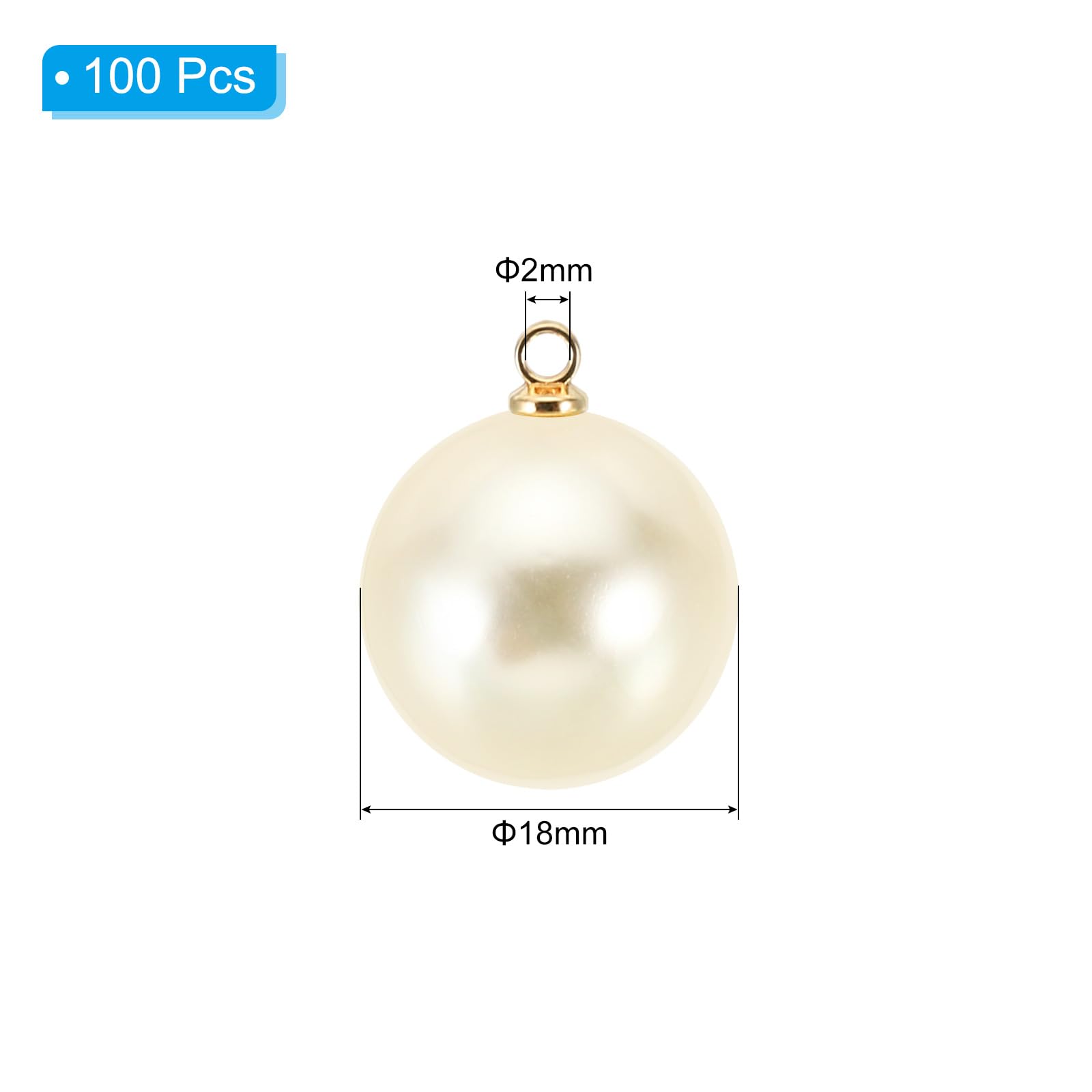 PATIKIL 10mm Pearl Charm, 100pcs Pearl Beads Faux Pearl Pendant Charm Beautiful DIY for Making s s Wedding Crafts Golden Beige - Image 2