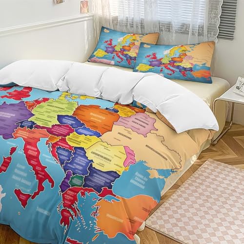 Ensemble housse couette double carte Europe coton microfibre respirant