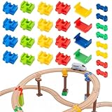 28 Stück Holzeisenbahn Schienen Adapter,Schienenverbinder aus Kunststoff,schienenverbinder holzeisenbahn,Eisenbahn Spielzeug Zubehör für Kinder im Alter Von 3-7