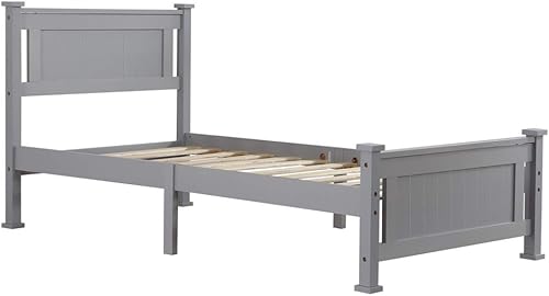 Base de cama de tamaño individual  Base de cama individual con cabecera y estribo  Base de cama de plataforma con diseño rectangular  Madera maciza