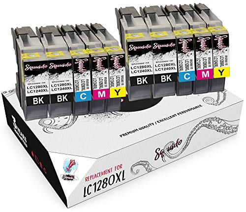 Squuido 10 Cartouches d'encre LC-1280XL LC-1240XL compatibles avec Brother MFC-J430W MFC-J5910DW MFC-J625DW MFC-J6510DW MFC-J6910DW MFC-J825DW DCP-J525W DCP-J725DW Cover