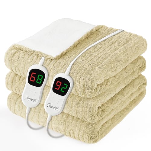 Image of Homemate Electric Heated Blanket King - 100 inchx90 inch Heating Bed Blankets Throw with 10 Heating Levels 8 Hours Auto Off Fast Heating Over-Heated Protection Ultra Soft Warm Flannel ETL Certified