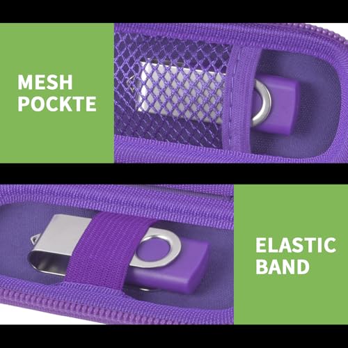 Image of USB Flash Drive Case, SD Card /Thumb Drive /Memory Cards Holder, Bag Only | SDXC /SDHC Storage, Electronic Accessories Organizer for SanDisk / for Samsung, for Students /IT /Office /School /Travel, Purple