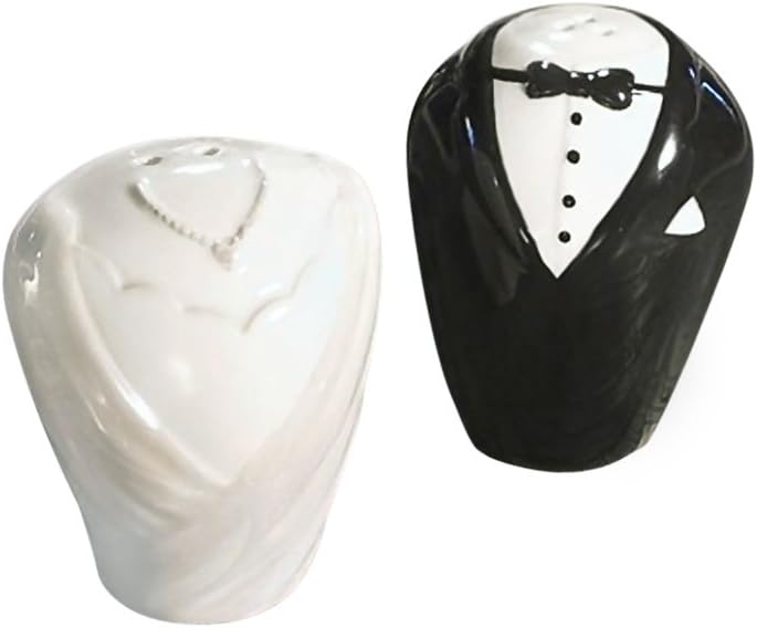 Jayp Ceramic Bridal Groom Wedding Salt Pepper Shaker Bottles Set