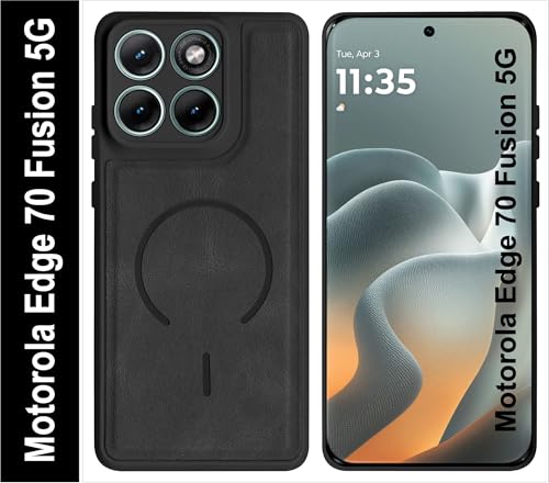Image of SBMS Back Cover for Motorola Edge 70 Fusion 5G | Ultra Slim Soft Rubberised Hard Case | Oil Feel Soft Leather Back | Mag-Safe Design (Mag-Safe Not Support) | Camera Protection Edge 70 Fusion (Black)
