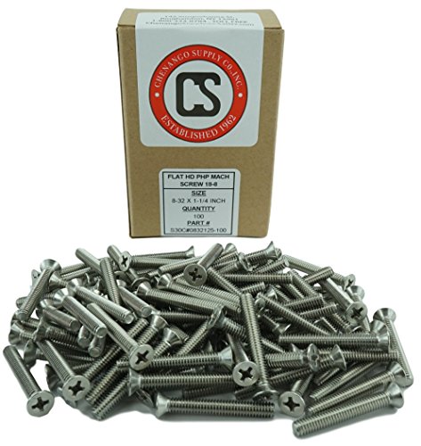 Vis à tête plate 8-32 en inox 18-8 pas américain pour quincaillerie