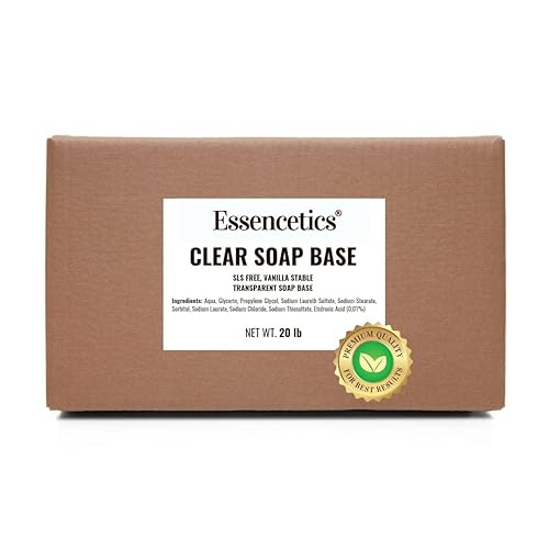 Base de jabón de glicerina ultra transparente de 20 libras, libre de SLS y SLES, base de jabón transparente para derretir y verter para hacer jabón,