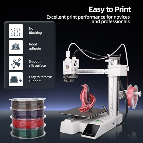 Image of 3DHoJor 3D Printer Filament Bundle, Silk PLA Filament 1.75mm, Dual Color Filament 200gX 4 Spools Silk Filament Bundle Multicolor
