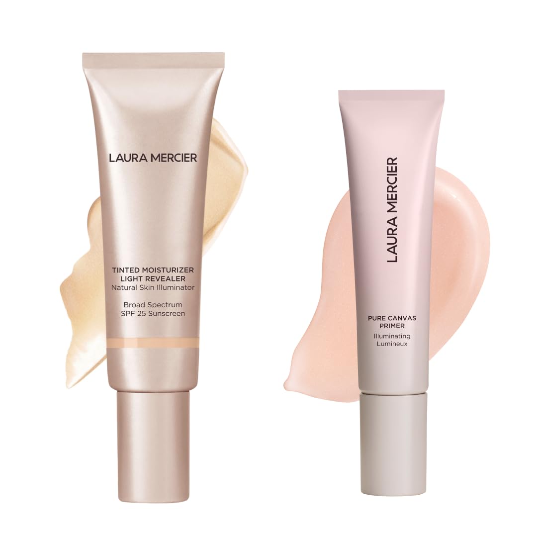 Laura Mercier Tinted Moisturizer Light Revealer with SPF 25 Luminous Finish Shade 0N1 Petal and Pure Canvas Primer