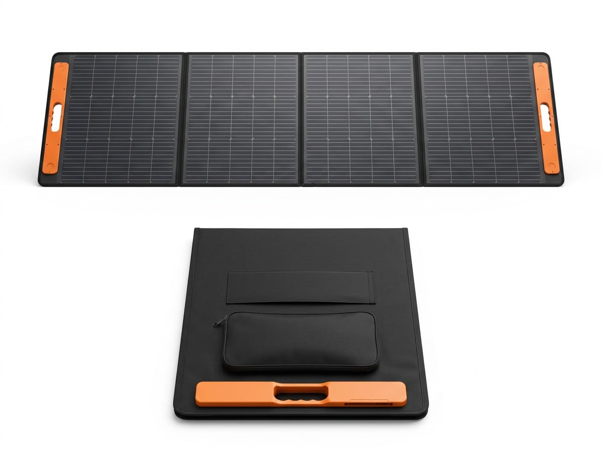Spark 200W Kit de charge solaire pliable portable avec étui de protection et câble de 5 m pour camping-car, caravane, camping, voiture, van, bateau, yacht Système 12 V