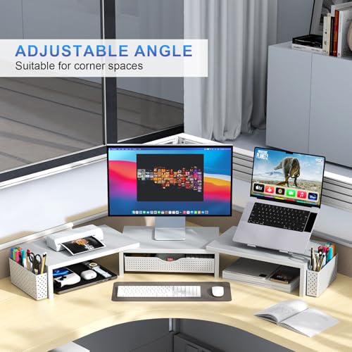 Image of gianotter Dual Monitor Stand Riser With Drawer and 2 Pen Holders