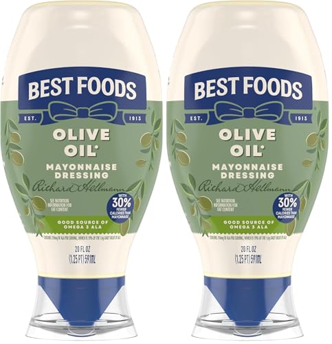 Image of Best Foods Mayonnaise Dressing Olive Oil Mayo Squeeze Condiment for Simple Meals Rich in Omega 3-ALA 20 oz (Pack of 2)