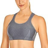 SYROKAN Damen Ohne Bügel Sport BH Starker Halt für Große Größen mit Einlage Heidegrau 85I
