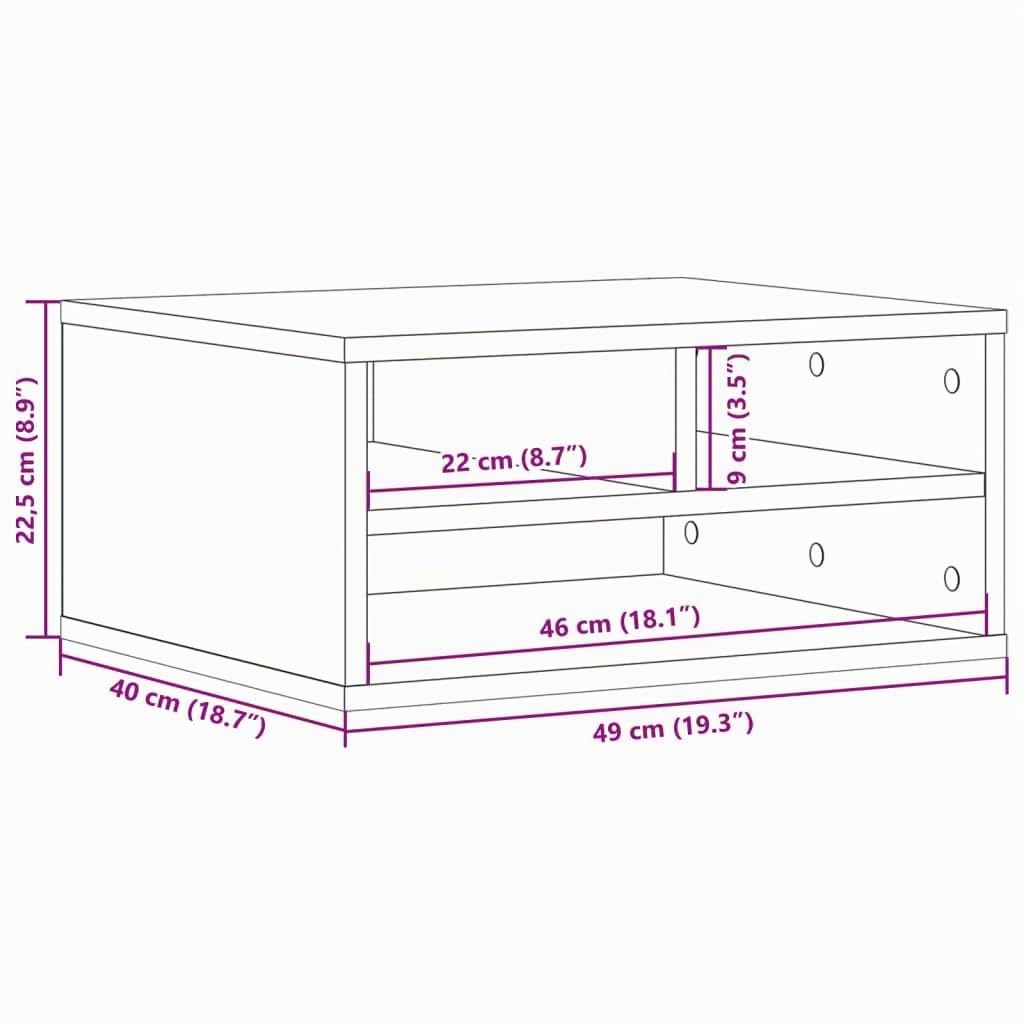 vidaXL Druckerständer Weiß 49x40x22,5 cm Holzwerkstoff
