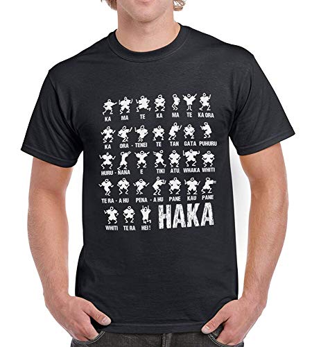 Haka Action Silhouette Mens Womens New Zealand All Tshirt Top Black Funny Rugby(Large)