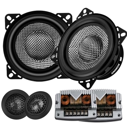 4' Component Car Audio System with Carbon Fiber Cones - 300W Max Power, 92dB...