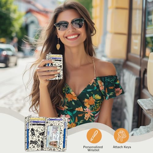 Image of Yonlevres Cat Credit Card Holder Small Wallet Women RFID Blocking Slim Cute | Front Pocket, Handy, RFID Blocking, Woman Girls Ladies Gifts, D-ring for Keychain,Thin Mini Card Case, ID Window, PU Leather