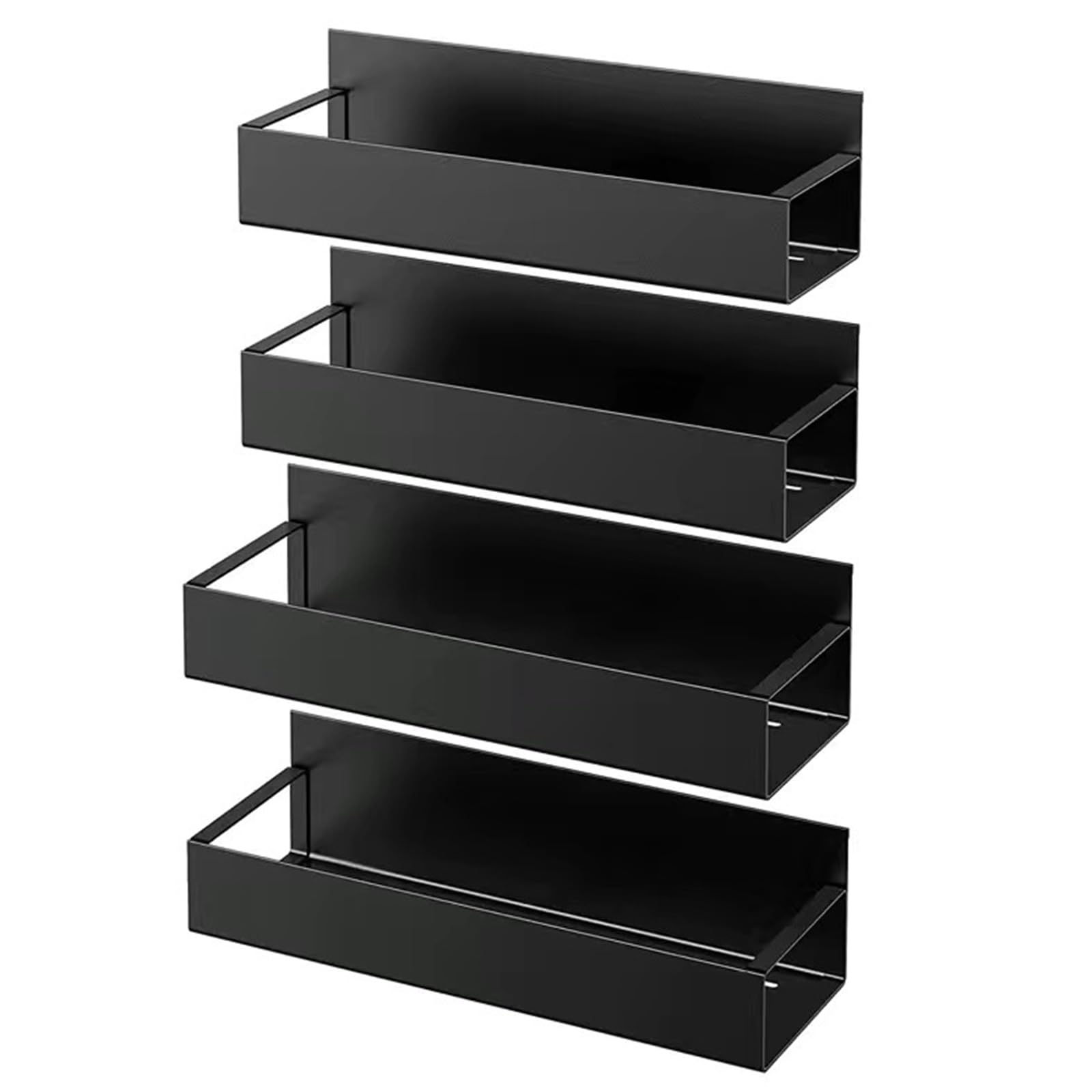 diceevil 4pcs Metal Magnetic Spice Rack for Refrigerator, Black Moveable Magnetic Shelf, Magnet Fridge Shelf for Kitchen and Oven Organisation and Storage