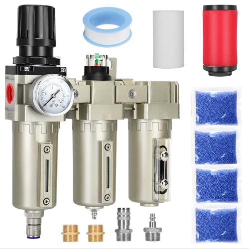 3/4' NPT Industrial Air Dryer for Compressor,3 Stage Air Compressor Water Separator System,Filter Oil Water Separator Dryer for Plasma Cutter and Paint Spray,Auto Drain