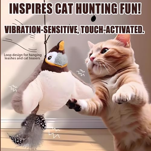 Image of Yewmow Interactive Chirping Bird Cat Toy,2026 Upgrade Flapping Bird Cat Toys,Simulated Chirping Bird Cat Toys,Cat Stimulation Toys for Indoor Cats (Sparrow 1pcs)