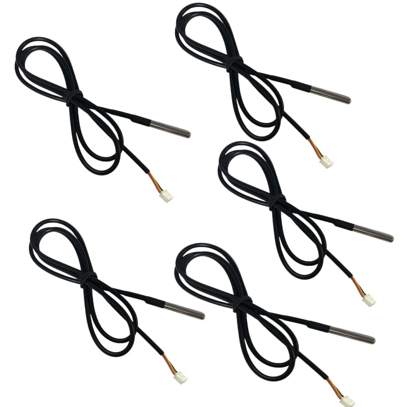 5pcs Waterproof DS18B20 Digital Temperature Sensor is 1 Meter Long with XH2.54 * 3pin Terminals