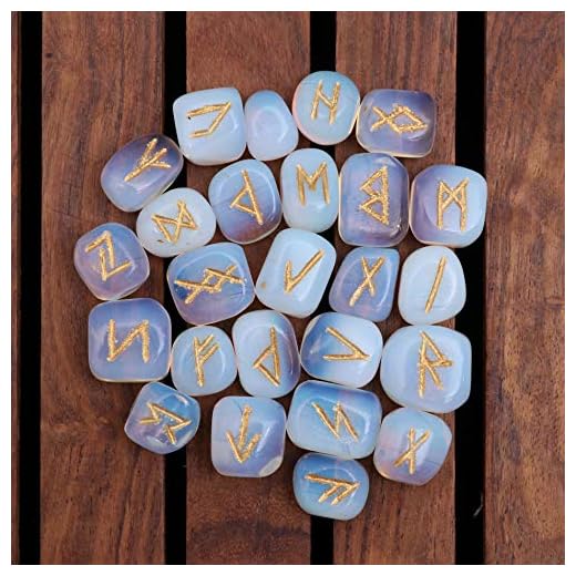 Crocon Opalite Rune Stones Set - 25 Pcs