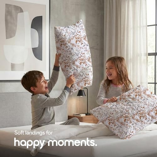 Image of LINENWALAS Printed Cotton Quilted Pillow Cover-Set of 4 | Ultra-Soft, Cooling & Breathable|Skin&Hair Friendly | Zipper Closure | Sweat-Absorbent & Hypoallergenic (18x28 Inches, Whispering Wings)