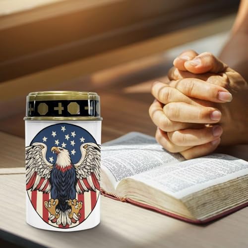 Image of Poceacles Eagle American Flag White Solar Lights Outdoor Solar Powered Cemetery Stake Lights Grave Lamp Landscape Lighting Waterproof Grave Flameless Candles United States 250th Decor, Set of 6