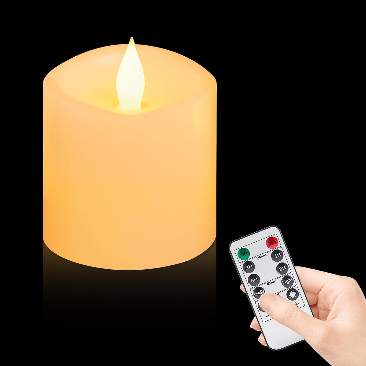 Flameless Candles with Flickering Flame & Remote - 3×3'' Battery Operated LED Pillar Candles, Smokeless Fake Candles for Indoor Use - Realistic 3 Inch Drip-Free Candles with Timer (White, 3-Pack)