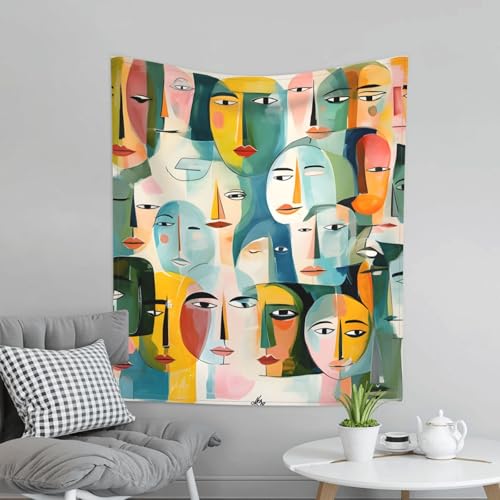 WDXQHY Abstract Face Wall Tapestry 60x51" with Hooks