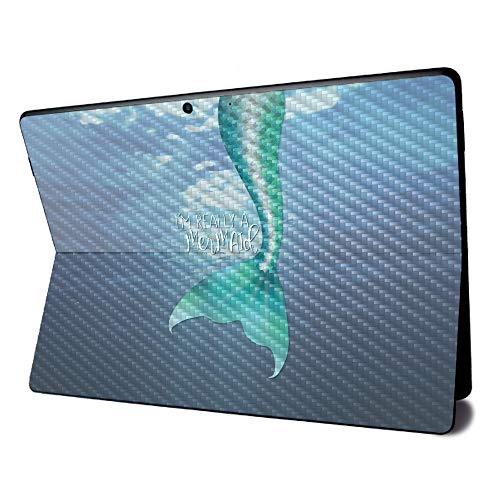 Image of MightySkins Carbon Fiber Skin for Microsoft Surface Pro X - Im Really A Mermaid | Textured Carbon Fiber Finish | Easy to Apply, Remove, and Change Styles | Made in The USA