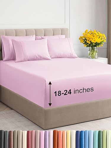 CGK Unlimited - Sábanas de bolsillo extra profundo - Juego de sábanas de 7 piezas - Sábanas de tamaño King divididas de bolsillo profundo - Sábanas