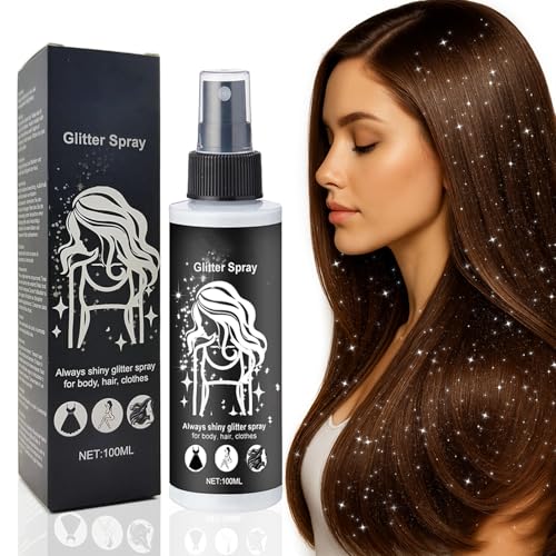Glitzerspray Silber Glitzer Spray Haare & Körper Glitzer Haarspray Gesicht & Kleidung Body Glitter Spray mit Ultrafeines Nebel Schnell Trockene Festival Accessoires Halloween Fasching Birthday