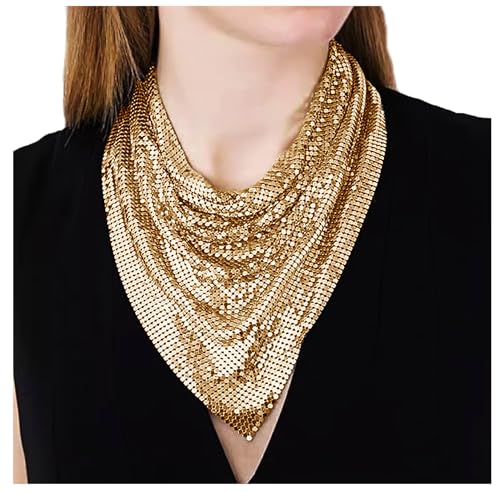 MioCloth Shiny Sequin Metal Scarf Chain for Women Carnival Party Sparkle Neck Shawl Neckerchief Nightclub Costume2