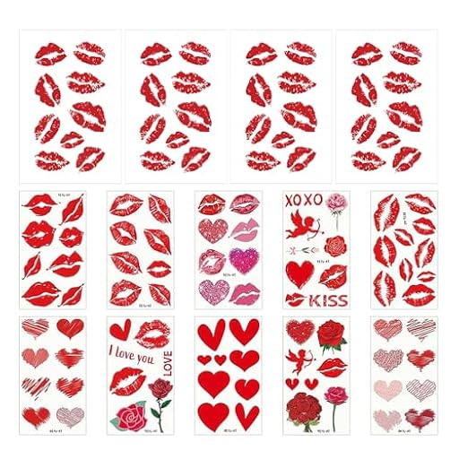 OAAO 14 Pegatinas Temporales De Tatuajes De Labios Rojos De Amor, Pegatinas De Tatuajes De Confesión De Pareja, Aniversario, Decoración De Fiestas del Día De San Valentín. | Ya disponible en tu tienda friki favorita! En mundofriki.es!