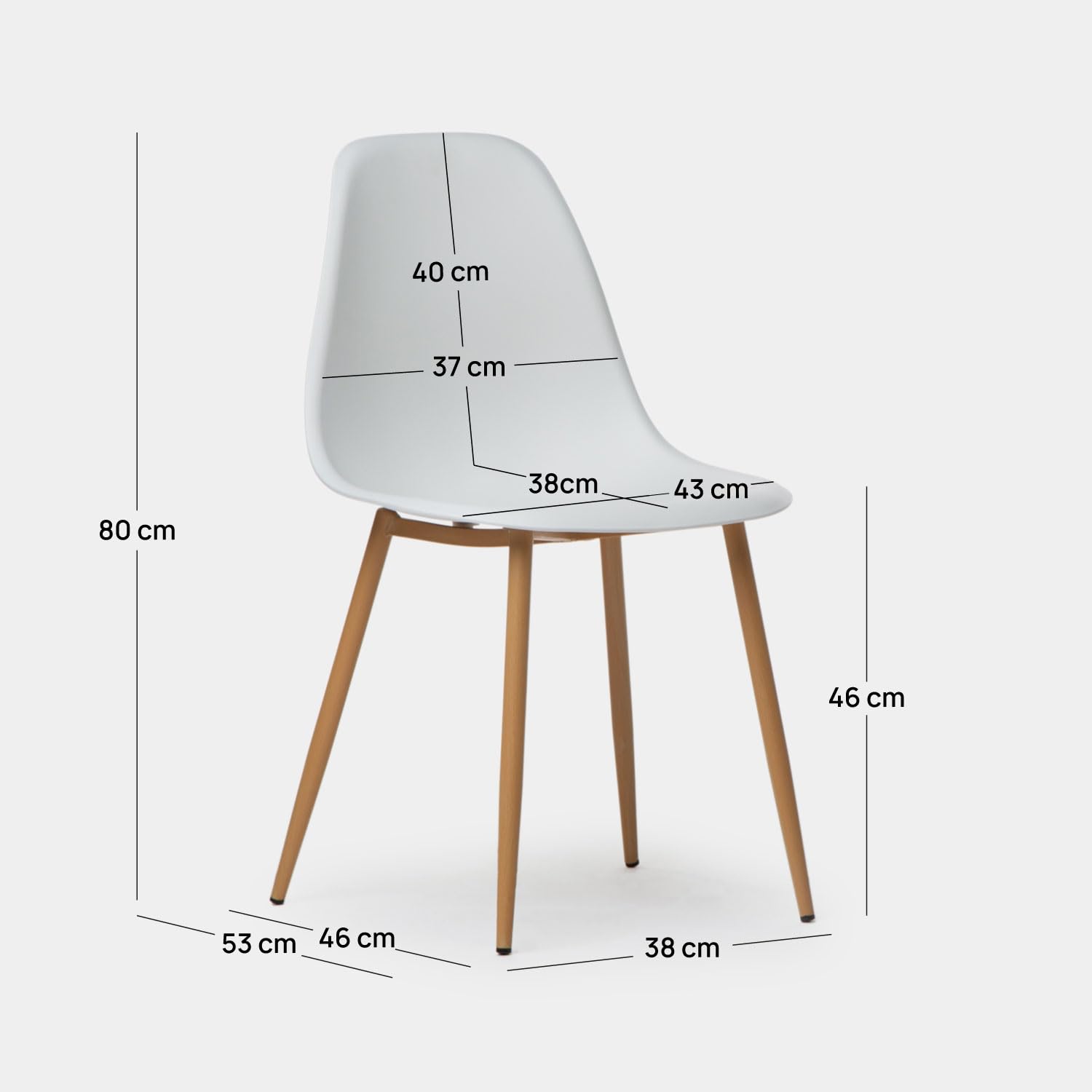 KLAST Pack 6 sillas de Comedor en Polipropileno Blanco con Pata Natural