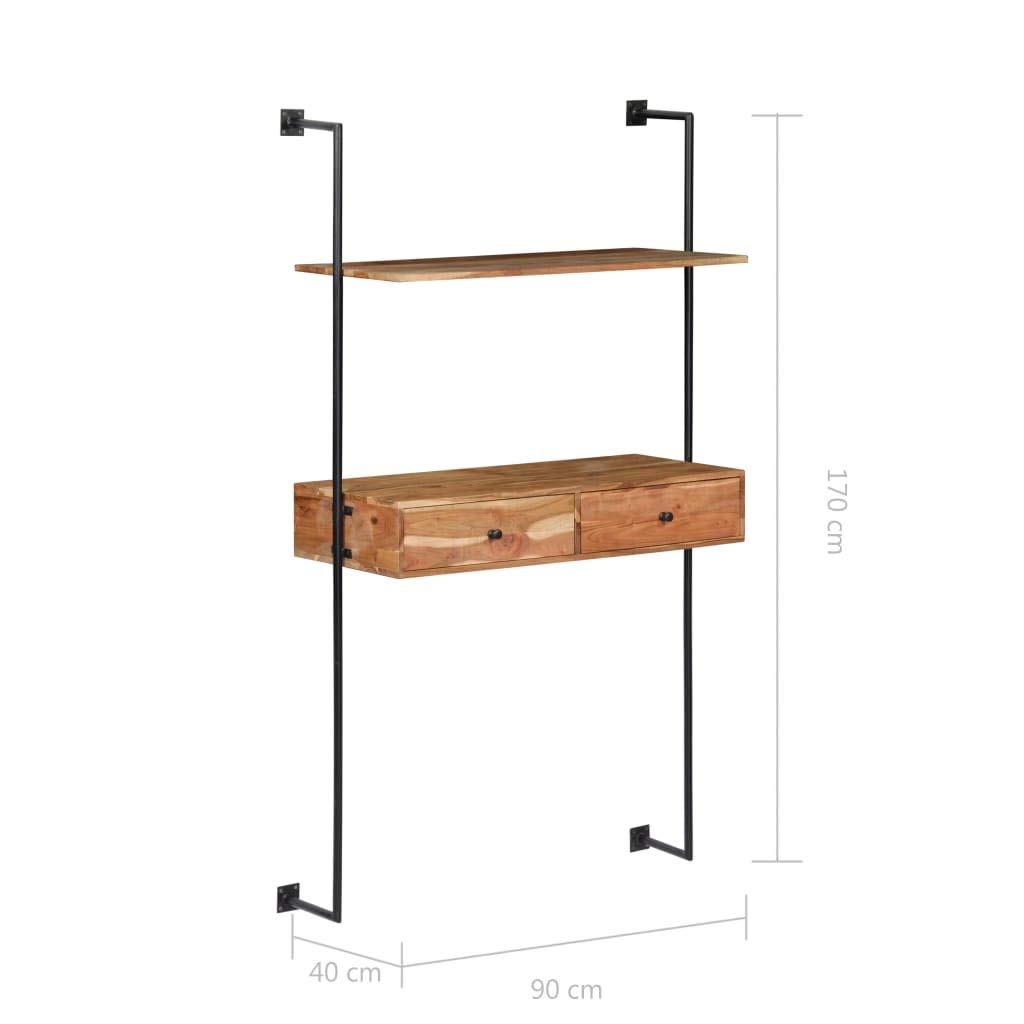 Portariviste,Porta souvenir,Parete decorativa,Design rustico,Salvaspazio per camera da letto, soggiorno, ufficio e cucina,Scrivania a Parete 90x40x170 cm in Legno Massello di Acacia