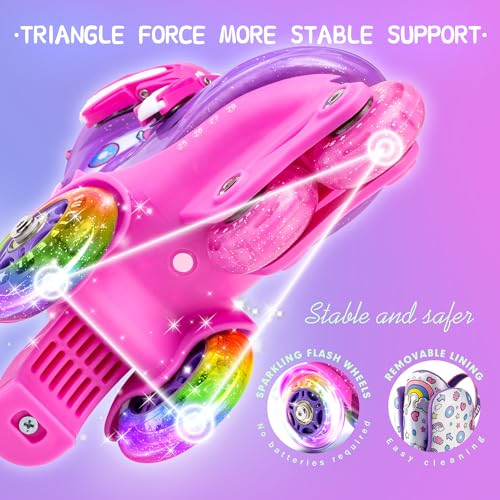 image for SULIFEEL Adjustable Roller Skates for Girls Boys Kids,Fun Illuminating