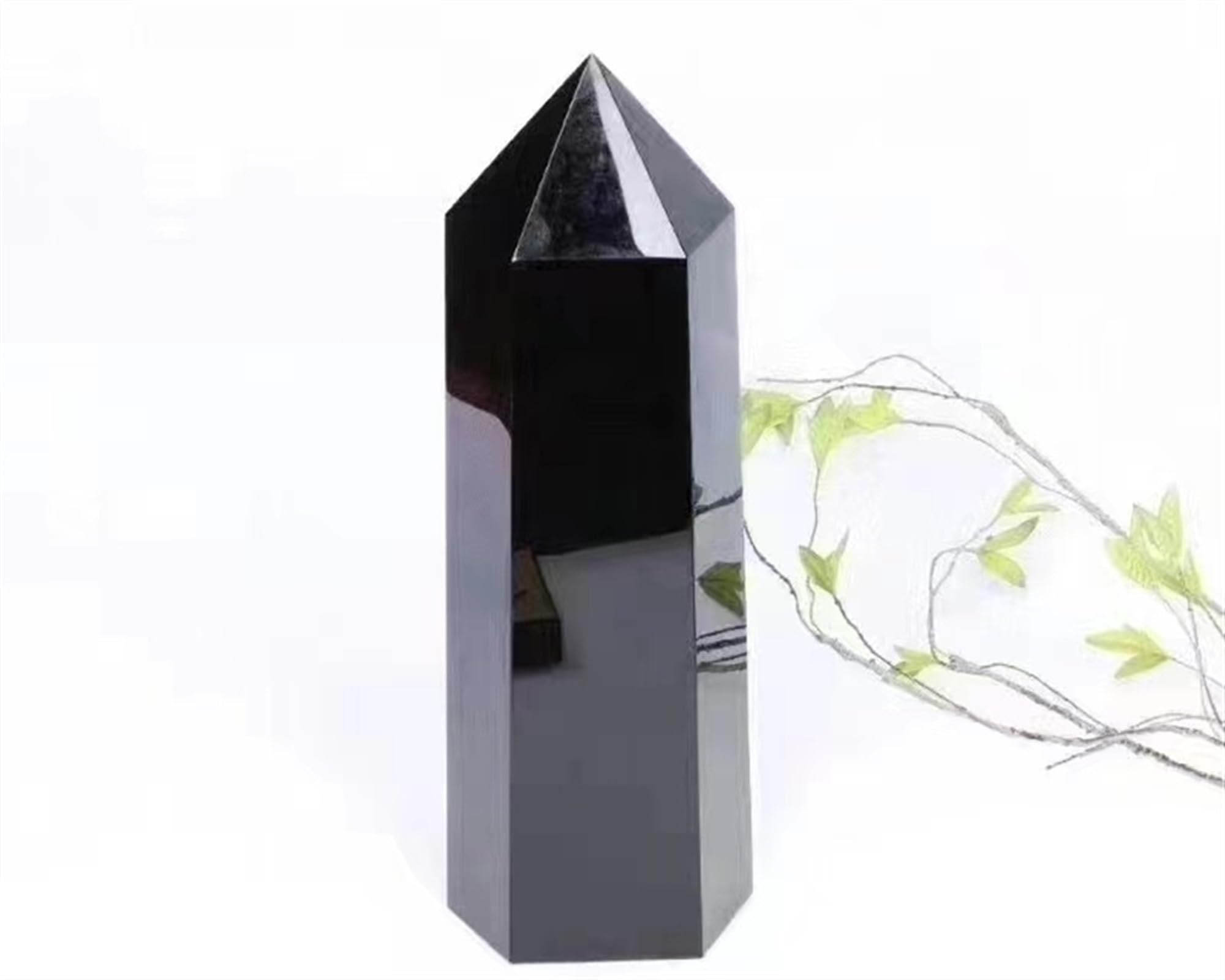 Adornos de cristal Columna Hexagonal de obsidiana de roca Natural, adorno Mineral de punto de cristal, varita curativa, decoración del hogar, decoración de regalo DIY hermoso cristal(6-7cm 1pc)