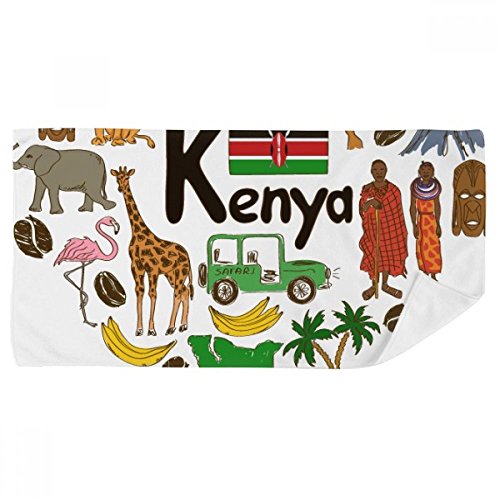 Serviette Kenya drapeau cœur 35x70cm en tissu doux multicolore